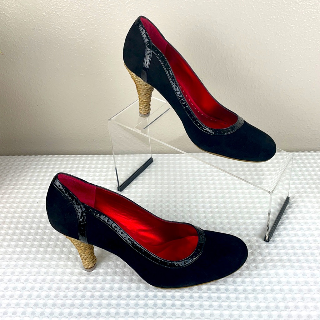 Nib! Donald J Pliner Suede Pump W/Rattan Heel - 8
